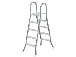 Poolomio Pooltechnik|Edelstahlleiter mit Handlauf 4-stufig für Pools bis 140 cm