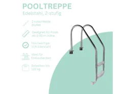 Poolleiter Einhängeleiter Edelstahl 2-stufig für Pools ab 0,90 m*Poolomio Sale