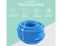 Poolschlauch 32mm Blau mit Trennmuffen, 6,6 Meter*Poolomio Online