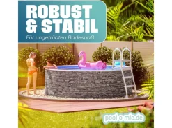 Stahlwandpool Set Rund 360 x 120 cm Steinoptik Aufstellpool mit Innenfolie, Skimmer und Einlaufdüse*Poolomio Discount