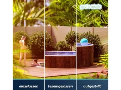 Poolomio Aufstellpools|Stahlwandpool Set Rund 460 x 120 cm Holzoptik Aufstellpool mit Innenfolie, Skimmer und Einlaufdüse