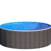 Poolomio Aufstellpools|Stahlwandpool Set Rund 500 x 120 cm Rattan Aufstellpool mit Innenfolie, Skimmer und Einlaufdüse