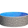 Stahlwandpool Set Rund 460 x 120 cm Steinoptik Aufstellpool mit Innenfolie, Skimmer und Einlaufdüse*Poolomio Online