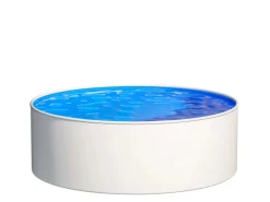 Poolomio Aufstellpools|Stahlwandpool Set Rund 360 x 90 cm Weiß Aufstellpool mit Innenfolie, Skimmer und Einlaufdüse