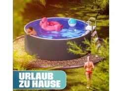 Stahlwandpool Set Rund 360 x 120 cm Graphite Aufstellpool mit Innenfolie Skimmer und Einlaufdüse*Poolomio Clearance