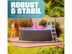 Stahlwandpool Set Rund 360 x 120 cm Graphite Aufstellpool mit Innenfolie Skimmer und Einlaufdüse*Poolomio Clearance