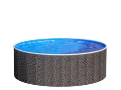 Stahlwandpool Set Rund 360 x 120 cm Rattan Aufstellpool mit Innenfolie, Skimmer und Einlaufdüse*Poolomio Discount