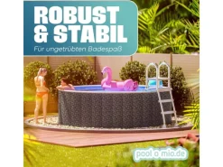 Stahlwandpool Set Rund 360 x 120 cm Rattan Aufstellpool mit Innenfolie, Skimmer und Einlaufdüse*Poolomio Discount