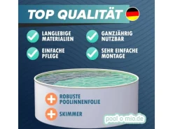 Stahlwandpool Set Rund 400 x 120 cm Aufstellpool mit 0,6 mm Stahlwand, 0,6 mm Innenfolie Sand, Skimmer und Einlaufdüse*Poolomio Clearance