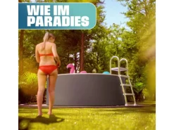 Stahlwandpool Set Rund 360 x 90 cm Graphite Aufstellpool mit Innenfolie Skimmer und Einlaufdüse*Poolomio New