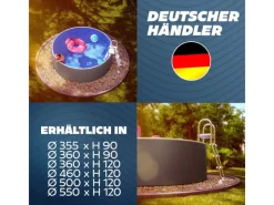 Stahlwandpool Set Rund 360 x 90 cm Graphite Aufstellpool mit Innenfolie Skimmer und Einlaufdüse*Poolomio New