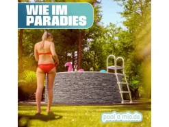 Stahlwandpool Set Rund 360 x 90 cm Steinoptik Aufstellpool mit Innenfolie, Skimmer und Einlaufdüse*Poolomio Online