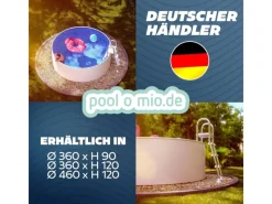 Poolomio Aufstellpools|Stahlwandpool Set Rund 460 x 120 cm Weiß Aufstellpool mit Innenfolie, Skimmer und Einlaufdüse