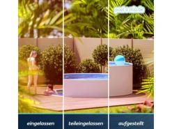 Poolomio Aufstellpools|Stahlwandpool Set Rund 460 x 120 cm Weiß Aufstellpool mit Innenfolie, Skimmer und Einlaufdüse