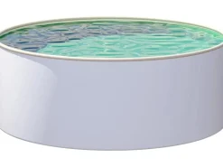 Poolomio Aufstellpools|Stahlwandpool Set Rund 600 x 120 cm Aufstellpool mit 0,6 mm Stahlwand, 0,6 mm Innenfolie Sand, Skimmer und Einlaufdüse