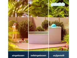 Poolomio Aufstellpools|Stahlwandpool Set Rund 600 x 120 cm Aufstellpool mit 0,6 mm Stahlwand, 0,6 mm Innenfolie Sand, Skimmer und Einlaufdüse