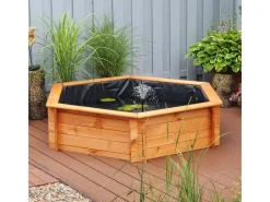 Sechseck-Hochteich Ø 200 cm inkl. Pumpe 220 Volt aus Kiefernholz*Promadino