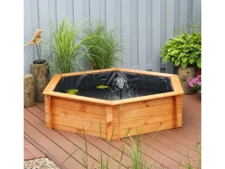 Sechseck-Hochteich Ø 200 cm inkl. Pumpe 220 Volt aus Kiefernholz*Promadino