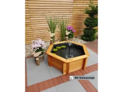 Sechseck-Hochteich Ø 100 cm inkl. Solarpumpe aus Kiefernholz*Promadino Sale