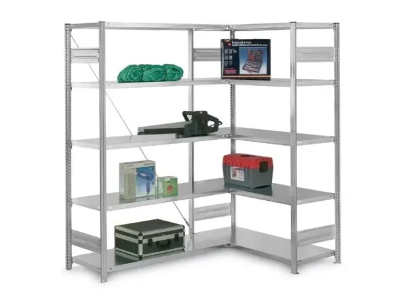 PROREGAL Sportgeräte|Eckregal Stecksystem T-Profil HxBxT 200 x 130 x 50 cm 5 Ebenen Traglast 124 kg