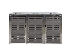 3er Mülltonnenverkleidung HxBxT 120x200x85 cm Mülltonnenbox Mülltonnenabdeckung WPC Edelstahl 104kg*PROREGAL Clearance
