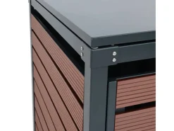 PROREGAL Weitere Ordnungssysteme Für Den Garten|3er Mülltonnenverkleidung HxBxT 119x205x84 cm Walnuss-Holzoptik Mülltonnenbox Mülltonnenabdeckung WPC Metall 109kg