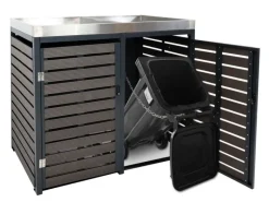 PROREGAL Weitere Ordnungssysteme Für Den Garten|2er Mülltonnenverkleidung Mit Pflanzkasten HxBxT 124x134x84 cm Walnuss-Holzoptik Mülltonne WPC Edelstahl 79kg