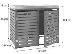 PROREGAL Weitere Ordnungssysteme Für Den Garten|2er Mülltonnenverkleidung Mit Pflanzkasten HxBxT 124x134x84 cm Walnuss-Holzoptik Mülltonne WPC Edelstahl 79kg