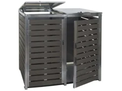 2er Mülltonnenverkleidung HxBxT 119x134x84 cm Mülltonnenbox Mülltonnenabdeckung WPC Edelstahl 78kg*PROREGAL Clearance