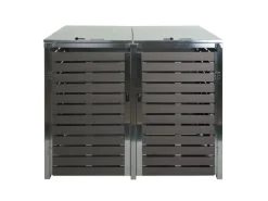 2er Mülltonnenverkleidung HxBxT 119x134x84 cm Mülltonnenbox Mülltonnenabdeckung WPC Edelstahl 78kg*PROREGAL Clearance