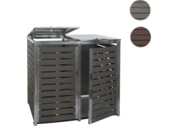 2er Mülltonnenverkleidung HxBxT 119x134x84 cm Mülltonnenbox Mülltonnenabdeckung WPC Edelstahl 78kg*PROREGAL Clearance