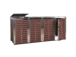 PROREGAL Weitere Ordnungssysteme Für Den Garten|4er Mülltonnenverkleidung HxBxT 120x264x85 cm Walnuss-Holzoptik Mülltonnenbox Mülltonnenabdeckung WPC Edelstahl 128kg