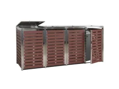 PROREGAL Weitere Ordnungssysteme Für Den Garten|4er Mülltonnenverkleidung HxBxT 120x264x85 cm Walnuss-Holzoptik Mülltonnenbox Mülltonnenabdeckung WPC Edelstahl 128kg