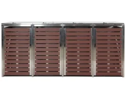 PROREGAL Weitere Ordnungssysteme Für Den Garten|4er Mülltonnenverkleidung HxBxT 120x264x85 cm Walnuss-Holzoptik Mülltonnenbox Mülltonnenabdeckung WPC Edelstahl 128kg