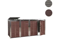 PROREGAL Weitere Ordnungssysteme Für Den Garten|4er Mülltonnenverkleidung HxBxT 120x264x85 cm Walnuss-Holzoptik Mülltonnenbox Mülltonnenabdeckung WPC Edelstahl 128kg