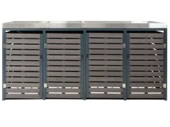 PROREGAL Weitere Ordnungssysteme Für Den Garten|4er Mülltonnenverkleidung Mit Pflanzkasten HxBxT 124x265x84 cm Mülltonne WPC Edelstahl 132kg