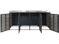 PROREGAL Weitere Ordnungssysteme Für Den Garten|4er Mülltonnenverkleidung Mit Pflanzkasten HxBxT 124x265x84 cm Mülltonne WPC Edelstahl 132kg