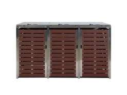 PROREGAL Weitere Ordnungssysteme Für Den Garten|3er Mülltonnenverkleidung HxBxT 120x200x85 cm Walnuss-Holzoptik Mülltonnenbox Mülltonnenabdeckung WPC Edelstahl 104kg