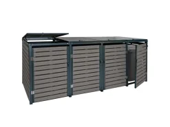 4er Mülltonnenverkleidung HxBxT 119x264x84 cm Mülltonnenbox Mülltonnenabdeckung WPC Metall 130kg*PROREGAL Sale