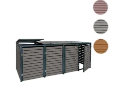 4er Mülltonnenverkleidung HxBxT 119x264x84 cm Mülltonnenbox Mülltonnenabdeckung WPC Metall 130kg*PROREGAL Sale