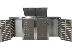 4er Mülltonnenverkleidung HxBxT 120x264x85 cm Mülltonnenbox Mülltonnenabdeckung WPC Edelstahl 128kg*PROREGAL