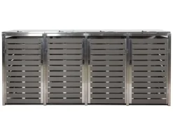 4er Mülltonnenverkleidung HxBxT 120x264x85 cm Mülltonnenbox Mülltonnenabdeckung WPC Edelstahl 128kg*PROREGAL