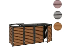 PROREGAL Weitere Ordnungssysteme Für Den Garten|4er Mülltonnenverkleidung HxBxT 119x264x84 cm Teak-Optik Mülltonnenbox Mülltonnenabdeckung WPC Metall 130kg
