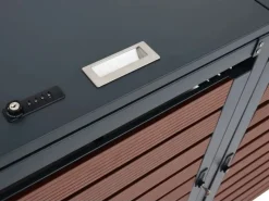 PROREGAL Weitere Ordnungssysteme Für Den Garten|4er Mülltonnenverkleidung HxBxT 119x264x84 cm Walnuss-Holzoptik Mülltonnenbox Mülltonnenabdeckung WPC Metall 130kg