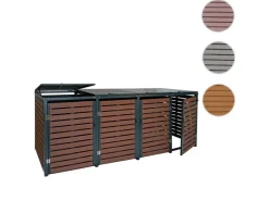 PROREGAL Weitere Ordnungssysteme Für Den Garten|4er Mülltonnenverkleidung HxBxT 119x264x84 cm Walnuss-Holzoptik Mülltonnenbox Mülltonnenabdeckung WPC Metall 130kg