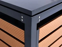 PROREGAL Weitere Ordnungssysteme Für Den Garten|3er Mülltonnenverkleidung HxBxT 119x205x84 cm Teak-Optik Mülltonnenbox Mülltonnenabdeckung WPC Metall 109kg