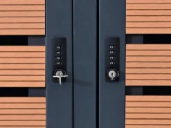 PROREGAL Weitere Ordnungssysteme Für Den Garten|3er Mülltonnenverkleidung HxBxT 119x205x84 cm Teak-Optik Mülltonnenbox Mülltonnenabdeckung WPC Metall 109kg