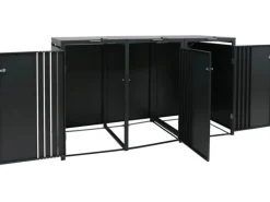 PROREGAL Weitere Ordnungssysteme Für Den Garten|3er-Mülltonnenverkleidung Mit Deckel HxBxT 122x200x84 cm Anthrazit Holzoptik Dunkel Mülltonne 83kg