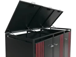 PROREGAL Weitere Ordnungssysteme Für Den Garten|3er-Mülltonnenverkleidung Mit Deckel HxBxT 122x200x84 cm Anthrazit Holzoptik Dunkel Mülltonne 83kg