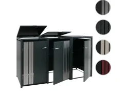 PROREGAL Weitere Ordnungssysteme Für Den Garten|3er-Mülltonnenverkleidung Mit Deckel HxBxT 122x200x84 cm Anthrazit Holzoptik Dunkel Mülltonne 83kg